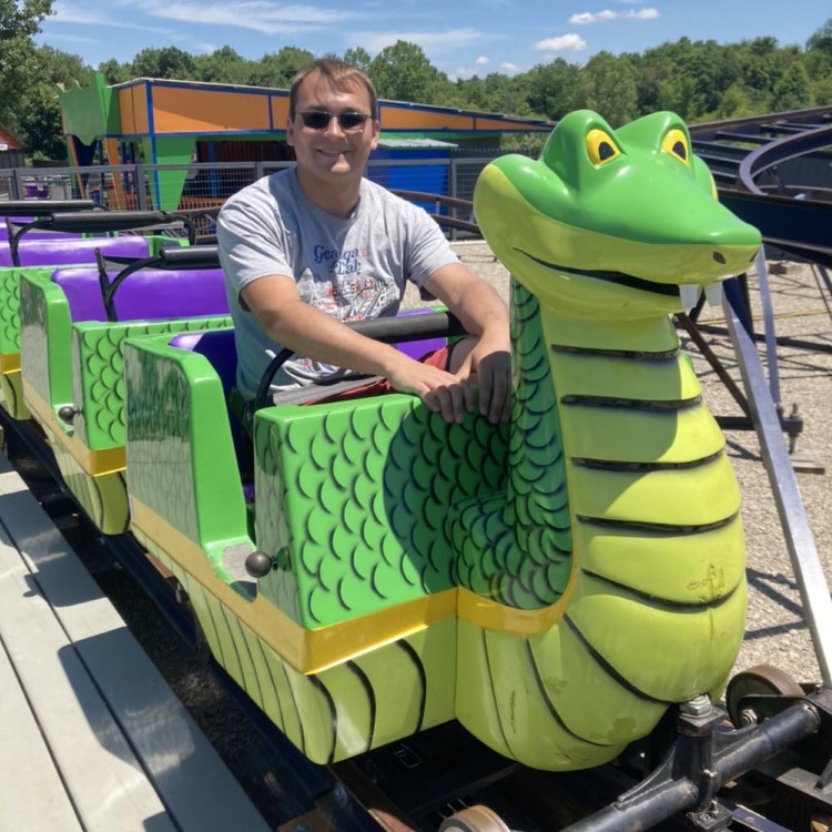 Troy Parsh in the Dragon Wagon ride